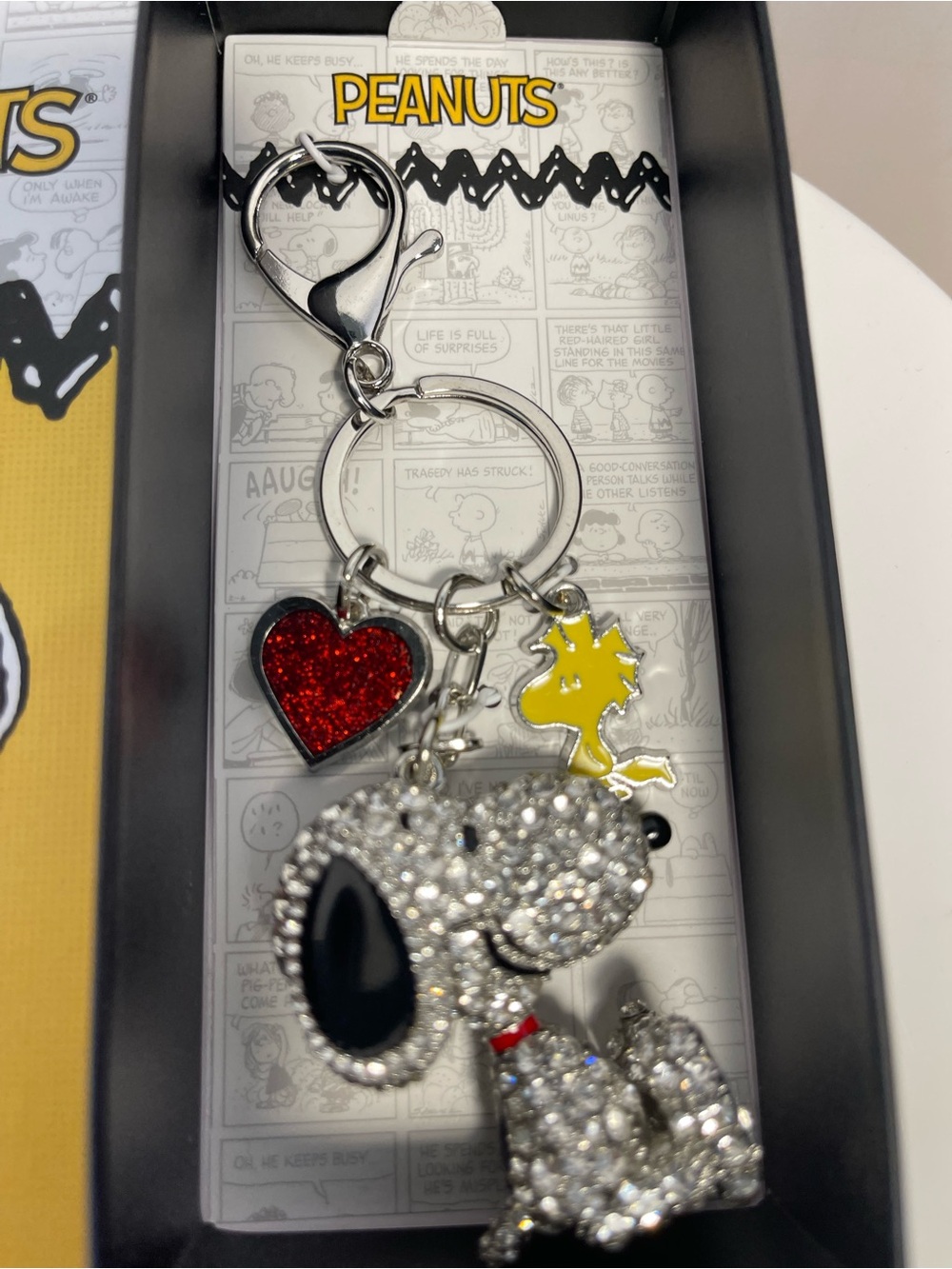 Peanuts Snoopy Pave 3D Bling Bag Charm w/red heart & Woodstock - NIB ** - Picture 3 of 4